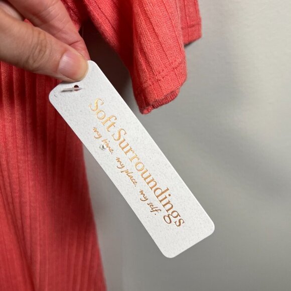 Soft Surroundings Santiago Maxi Dress Size Large Coral Reef Ribbed Vacation - Picture 5 of 10